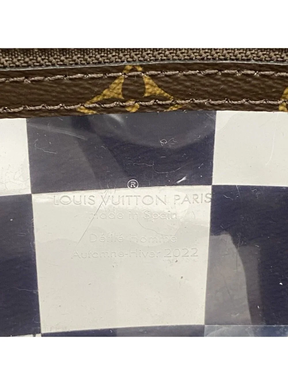Louis Vuitton Handbag Monogram Chess Sac Plat Brown Clear 2-Way